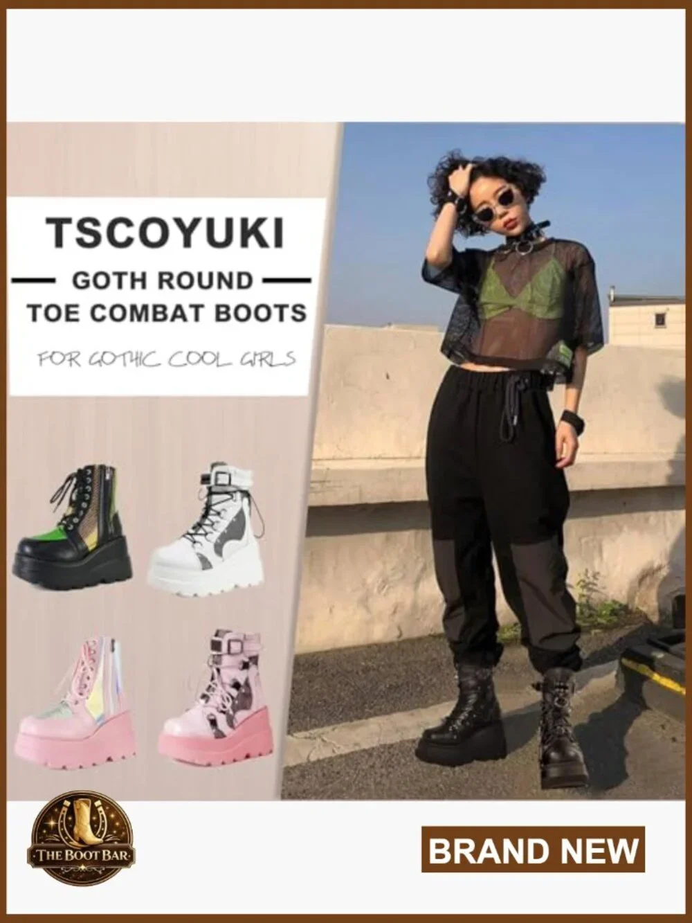 Chunky Platform Ankle Boots Lace Up Round Toe Wedge Heel Gothic Bootie